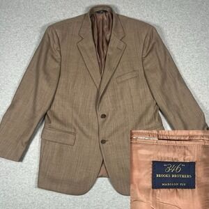 Brooks Brothers Blazer Mens 45R Brown 100% Wool Lined Madison Fit‎ Jacket READ